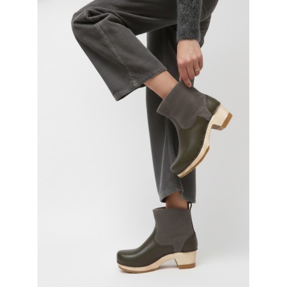 No. 6 Shoes - No. 6 Store 5inch Pull on Shearling Boot Mid Heel Smoke Gray Olive EU 36